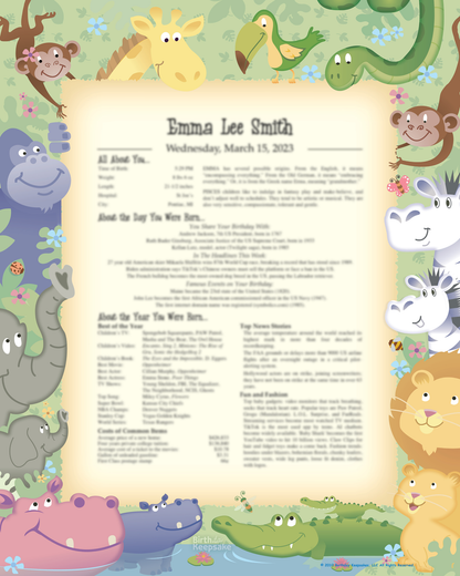 8X10 Birthday Keepsake Print