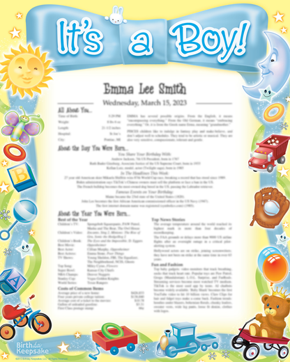 8X10 Birthday Keepsake Print