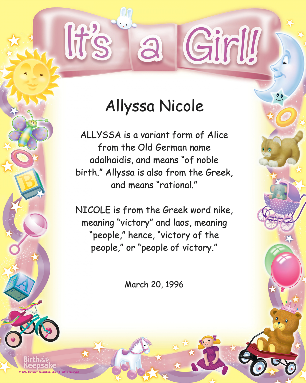 8X10 Name Meaning Print