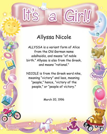 8X10 Name Meaning Print
