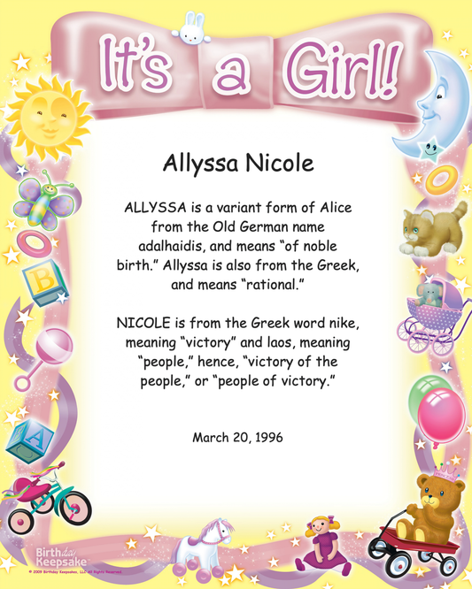 8X10 Name Meaning Print