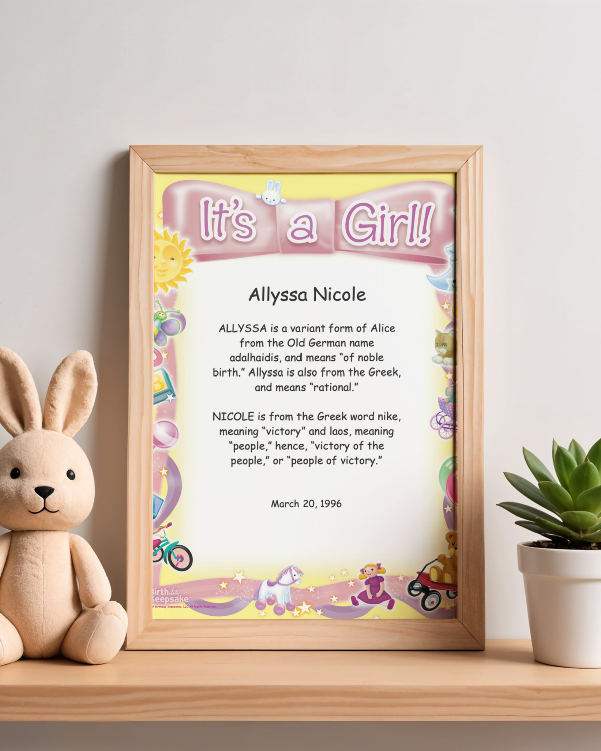 8X10 Name Meaning Print